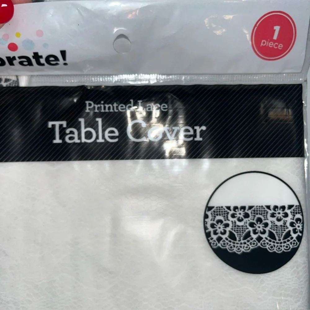 Tablecloth plastic LOT Rectangle & ROUND Table Covers Black Gold White Lace NEW